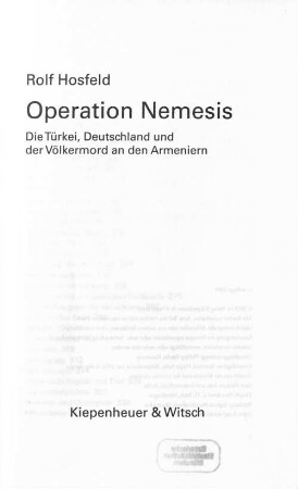 Operation Nemesis : die Türkei, Deutschland und der Völkermord an den Armeniern