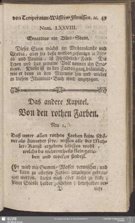 Das andere Kapitel. Von den rothen Farben