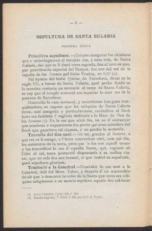 Sepultura de Santa Eularia - Primera época