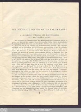 Zur Geschichte Der Arabischen Kartographie.
