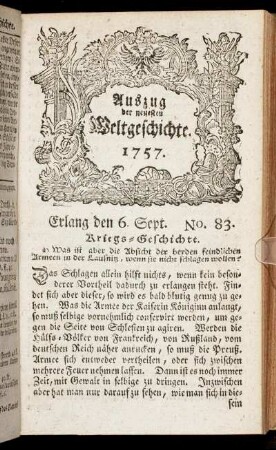 No. 83. Erlang den 6. Sept. 1757.