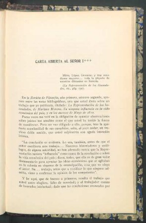 Carta abierta al señor I...
