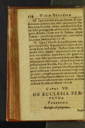 Caput VII. De Ecclesia Perpetua.