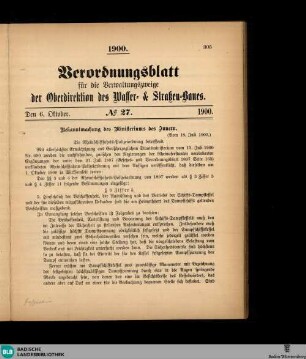 Verordnungsblatt der Oberdirektion des Wasser- und Strassenbaues