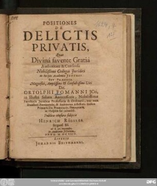 Positiones De Delictis Privatis