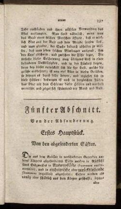 Fünfter Abschnitt. Von der Absonderung.