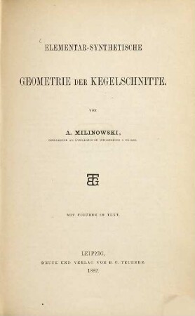 Elementar-synthetische Geometrie der Kegelschnitte