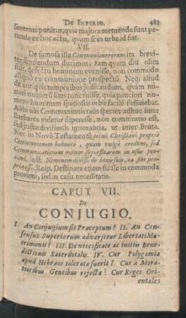 Caput VII. De Coniugio