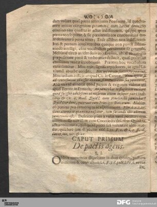 Caput Primum De pactis agens.