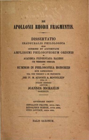 De Apollonii Rhodii fragmentis
