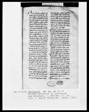 Liber Leviticus cum Glossa ordinaria — Liber Leviticus