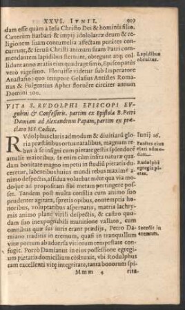 Vita S. Rudolphi Episcopi Eugubini et Confessoris ...