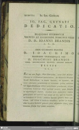 Jo. Jac. Grynaei Dedicatio