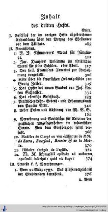 Inhalt des dritten Hefts.