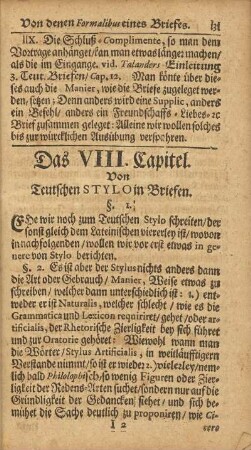 Das VIII. Capitel. Vom Teutschen Stylo in Briefen