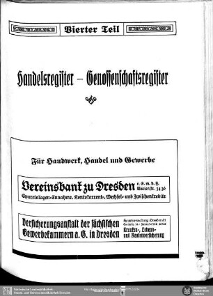 Vierter Teil. Handelsregister - Genossenschaftsregister