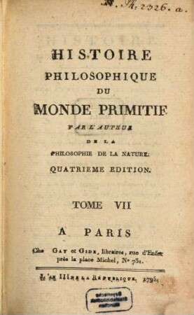 Histoire Philosophique Du Monde Primitif, 7
