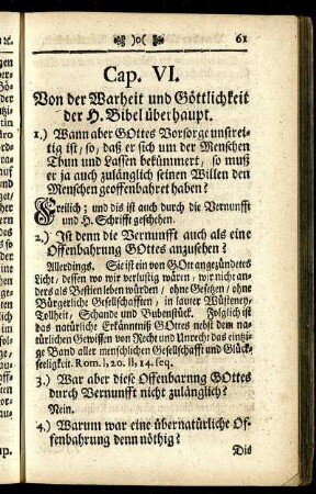 Cap. VI. Von der Warheit und Göttlichkeit der H. Bibel überhaupt.