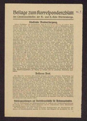 Korrespondenzblatt des Landesausschusses der Arbeiter- und Bauernräte Württembergs