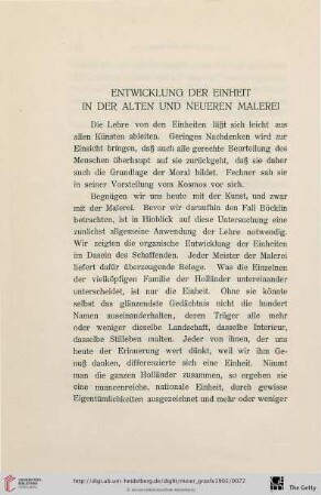 Entwicklung der Einheit in der alten und neueren Malerei
