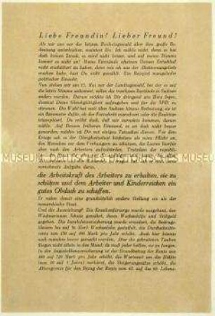 Aufruf der SPD zur sächsischen Landtagswahl 1929