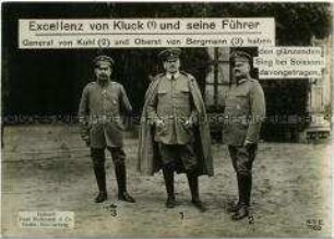Generaloberst von Kluck, General von Kuhl und Oberst von Bergmann nach der Schlacht bei Soissons