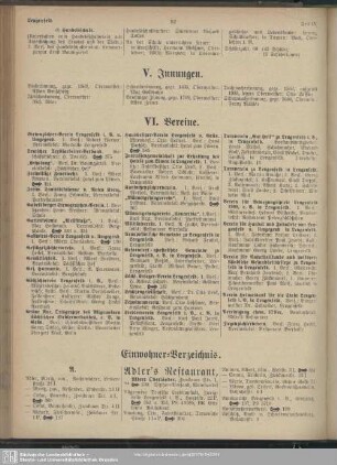 Einwohnerverzeichnis : Einwohner-Verzeichnis