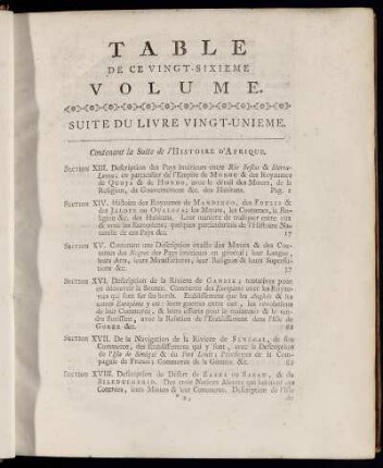 Table de ce Vingt-Sixieme Volume.