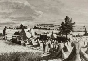 Produktionsgenossenschaft und Maschinenausleihstation bei der Ernte
