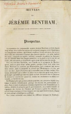 Oeuvres De Jéremie Bentham, Trois Volumes Grand In-Octavo A Deux Colonnes