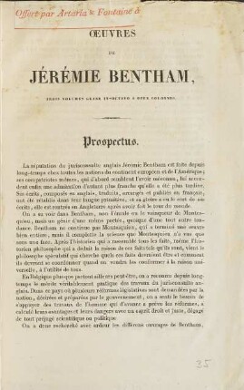 Oeuvres De Jéremie Bentham, Trois Volumes Grand In-Octavo A Deux Colonnes