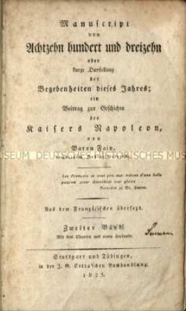 Chronik des Jahres 1813 und Beschreibung der Ereignisse um die Völkerschlacht bei Leipzig
