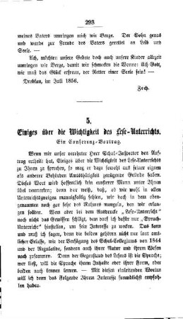 Einiges über die Wichtigkeit des Lese-Unterrichts