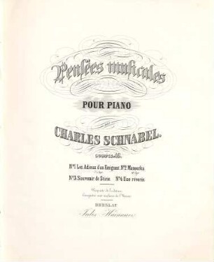 Pensées musicales : pour piano ; oeuvre 46. 2, Mazourka