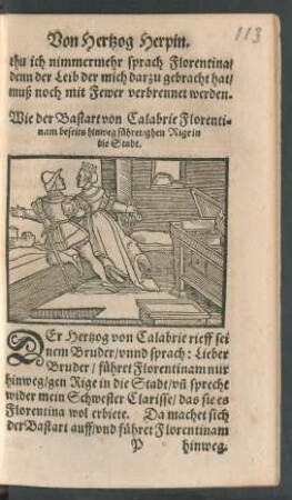 Wie der Bastart von Calabrie Florentinam beseits hinweg führet/ ghen Rige in die Stadt.