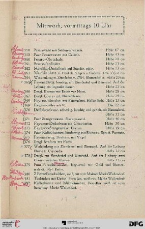 Mittwoch, vormittags 10 Uhr (Nr. 358 - 585)