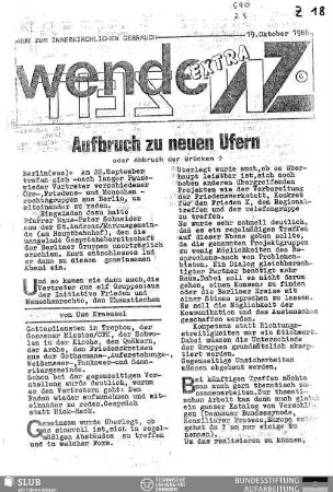 Aufbruch zu neuen Ufern : oder Abbruch der Brücken?