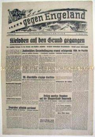 Kriegszeitung der Marine "... gegen Engeland" u.a. zum Seekrieg im Mittelmeer