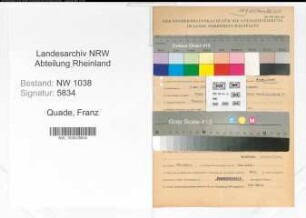 Entnazifizierung Franz Quade , geb. 08.05.1892 (Lehrer)