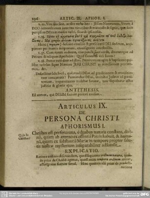 Articulus IX. De Persona Christi