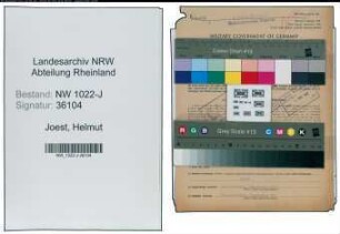Entnazifizierung Helmut Joest , geb. 22.11.1897 (Bahnbeamter)