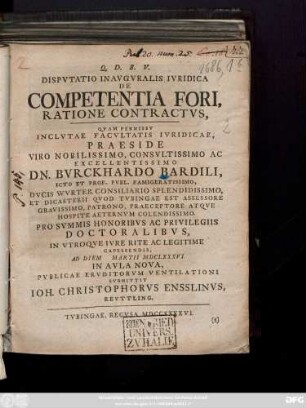 Dispvtatio Inavgvralis Ivridica De Competentia Fori, Ratione Contractvs