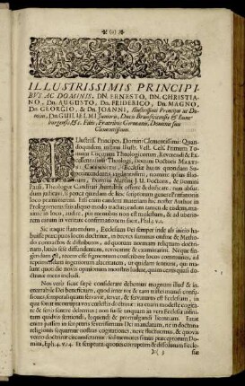 Illustrissimis Principibus Ac Dominis, Dn. Ernesto, Dn. Christiano, Dn. Augusto, Dn. Friderico, Dn. Magno, Dn. Geogio, & Dn. Joanni [...] Dn. Guilielmi Junioris, Ducis Brunsvicensis [...]
