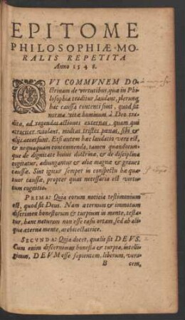 Epitome Philosophiae Moralis Repetita Anno 1548.