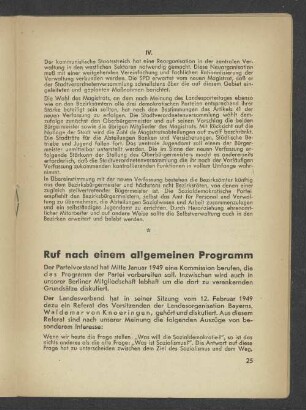 Ruf nach einem allgemeinen Programm