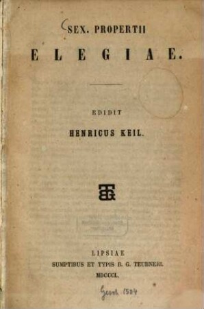 Sex. Propertii Elegiae