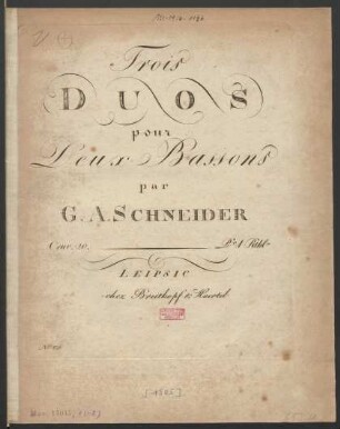 Trois Duos pour Deux Bassons Oeuv. 20.