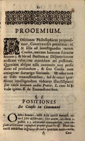 Positiones Et Controversiae De Causis