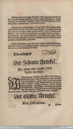 Der Eilffte Artickel. Von Frist geben.