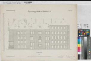 Münster (Münster) Regierungsgebäude (Inventarzeichnung) Blatt 13 Rückansicht 1890 1 : 100 50 x 68 Lithographie: Bogdan Gisevius, Berlin Niermann; Butz KSM Nr. 1310,15